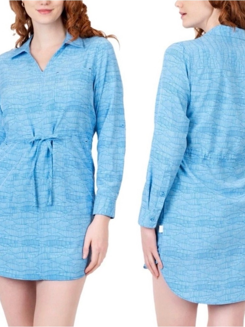 Shade to Summit Light Blue Women’s Long-Sleeve Swim Cover-Up Tunic